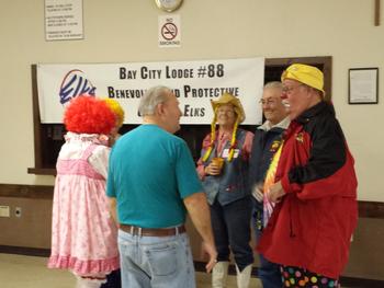 Past Exalted Ruler Tom Miller clowning with the clowns at our annual Pumpkin Patch