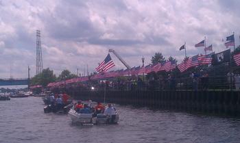 A warm welcome as we return from a day of fishing with our Vets during the Walleyes for Warriors 2013