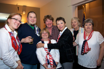 Our Kitchen & Serving Team for the Seattle Stand Down Dinner 11/11/11 (L-R) Server Kem Baesman, Chef Phil Blackmarr, Server Susan Allen, Menu Designer Toni Schwichtenberg, Server Violet Simonson, Menu Designer Rosemary Magnusson, Server Bobbie Nielsen