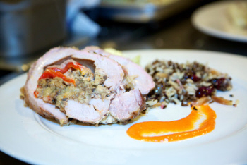 Stuffed Roast Pork with Wild & White Rice at The Stand Down Appreciation Dinner.