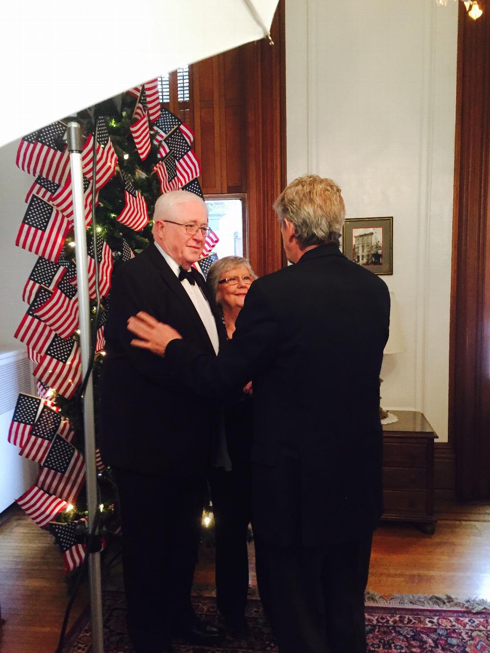 Veteran and Lodge Officer Steve Monfelt and his wife Donna getting ready to have their picture taken.