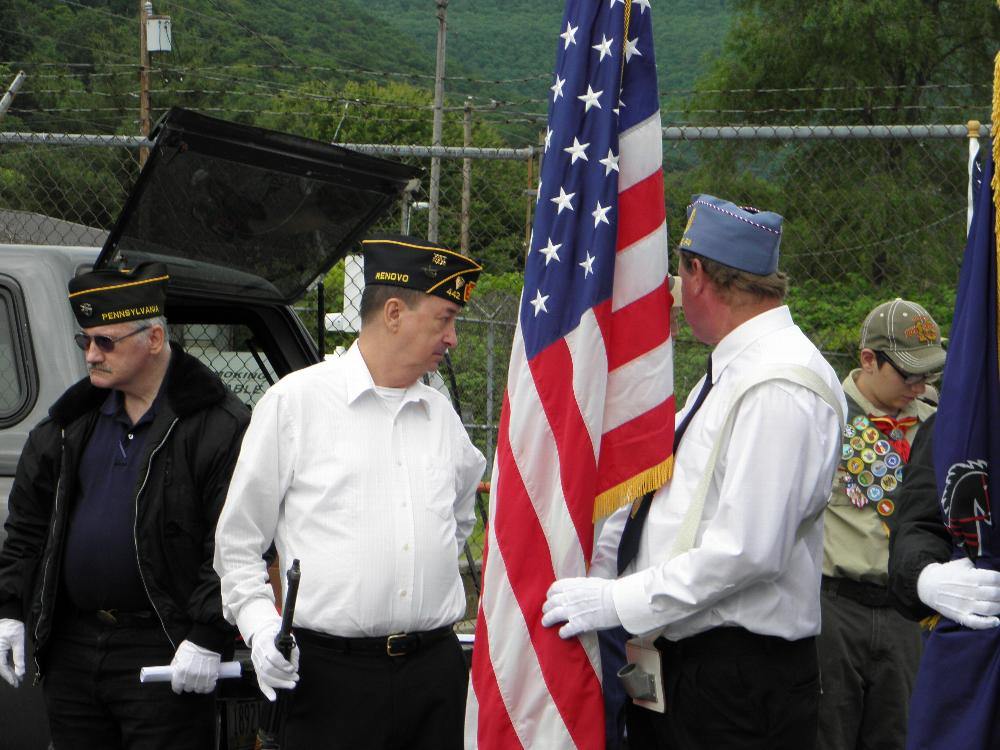 Clarence (Butch) Spotts, (second from the left) member of the Color Guard of The Western Clinton County Veterans Council (Comprised of local VFW, American Legion and Marine Corps League)is also a Lodge Member.