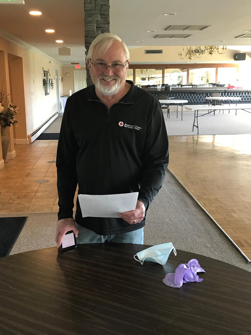 Jay Spencer, Lodge 343 Member and Regional Account Manager American Red Cross over seeing the 31st Lodge 343 Blood Drive