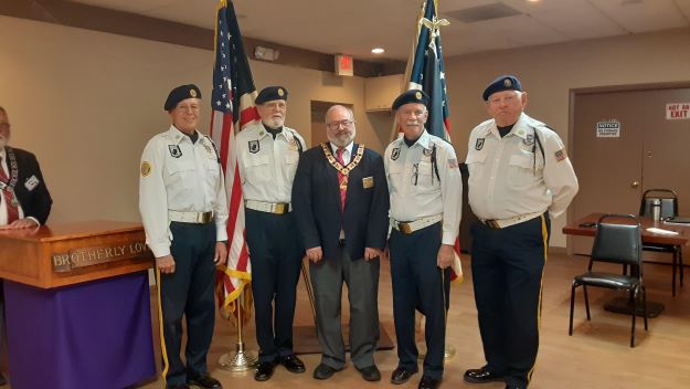 On June 14, 2024, the Tucson Elks Lodge #385 held  the Flag Day Ceremony.  Assisting with the presentation were the American Legion Riders from Post #132 Color Guard.  Pictured with Color Guard is ER Richard Bernard.  