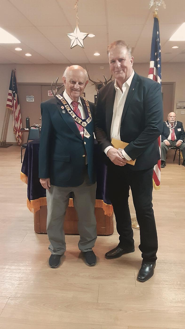 Tucson AZ  Elks Lodge #385 newest member James Duprey with ER Bob Crawford. October 28, 2025