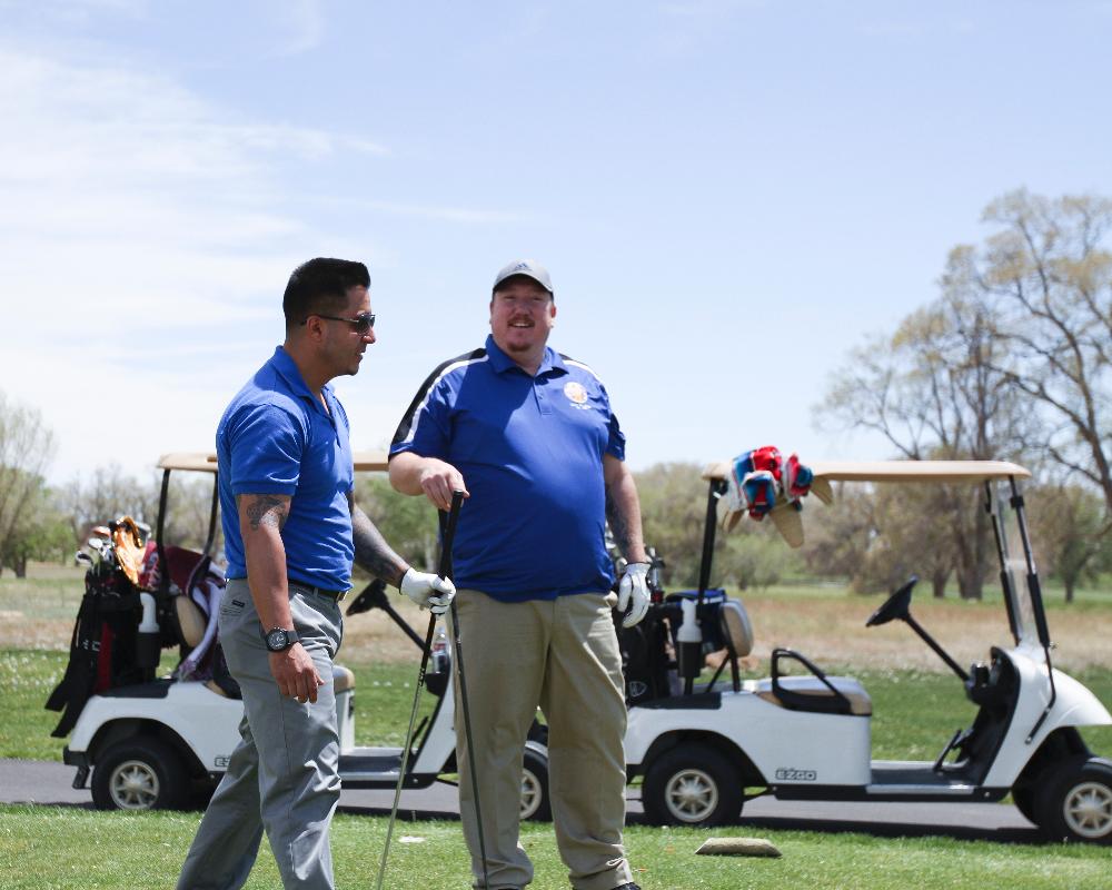 Our Loyal Knight Mark Maestas is trying to convince one of our guests at the 2014 Golf Classic that he has not used all of his mulligans! This debate took place on the tee box of the 3rd hole!