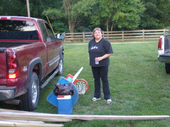 Members working on the Bushwhacker Days Float. Must be break time!