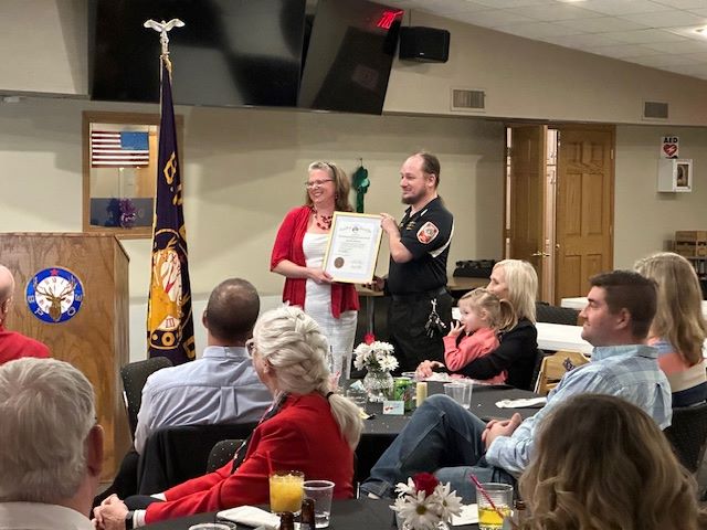 Awards Presentation for VFW Post 2534 Accepted by Post Commander Shawn Plante