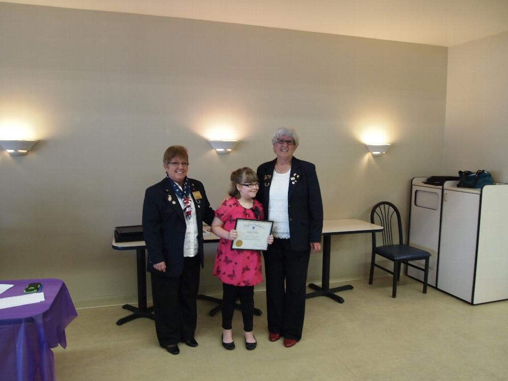 2013-2014 Drug Awareness Poster contest winner.
L to R - Jan McCleery, ER; Marissa Stevens, Irving School, Karen Ream, Drug Awareness Program Chairman.

Marissa went on to win the State Poster contest and her poster will be featured in an upcoming Elks DAP coloring book. Way to go Marissa!