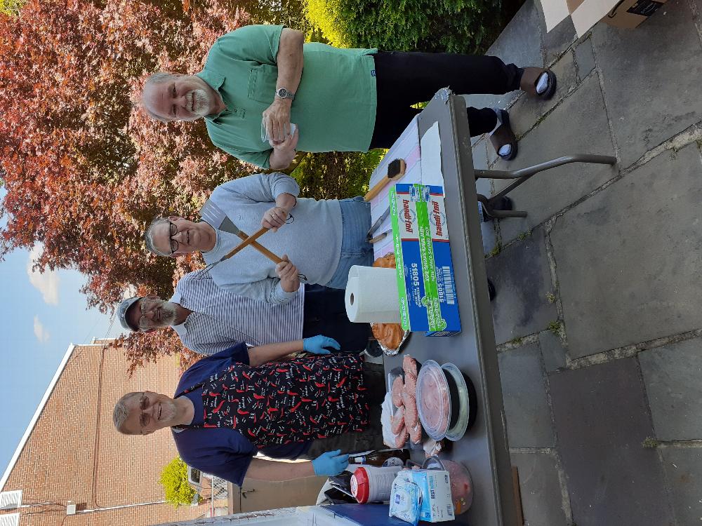 Memorial Day Cook Out Volunteer Tony Cipollini, E.R. Larry Geldof, Cookout Volunteer Steve Cottrel, and Home Association President Ken Hagerty man the grill serving up food and fellowship.