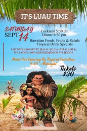 The Annual Luau on Saturday, September 14, 2019