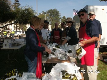 Whittier Lodge members, friends and family setting up for the BBQ Lunch at Brentwood VA Hospital 11/3/2006