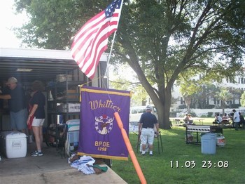 Whittier Lodge members, friends and family setting up for the BBQ Lunch at Brentwood VA Hospital 11/3/2006