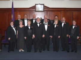 2010/2011 Lodge Officers' Installation (L-R)Front Row Sue Day, Tiler; Louise Saylor, Organist; Joyce Gloth, Esquire; Allen Sanders, Exalted Ruler; Tom Tucker, Treasurer; Johnnie Tillery, Loyal Knight; Dale Huckaby, Lecturing Knight; Dennis Shaffer, Trustee; Back Row Phillip Harlas, Chaplain; Robert Campbell, Inner Guard; Scott Crowder, Leading Knight; Harry Gloth, Secretary; Gene Day, Trustee