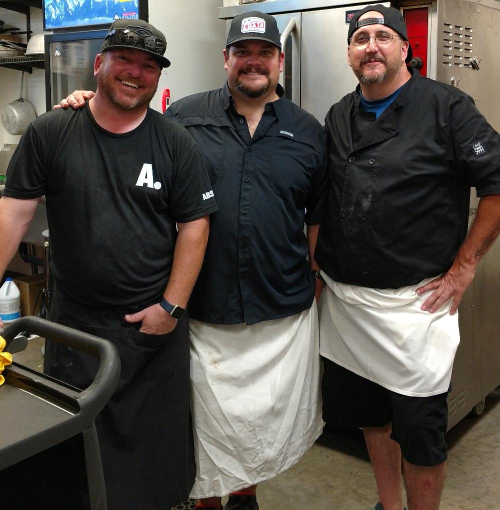 RUSS RICE, AARON SALLEE, SCOTT SALLEE Our fabulous cooks for the LUAU.