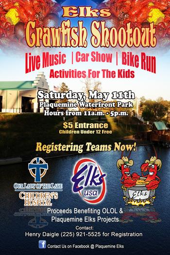 The official 2013 Elks Crawfish Shootout Poster 