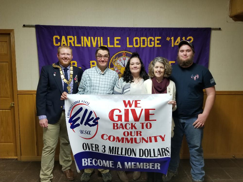 The Carlinville Elks Lodges initiated 4 new members while also announcing $3,000,000 in lifetime giving!