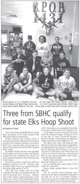 Greybull Elks District Hoop Shoot Participants