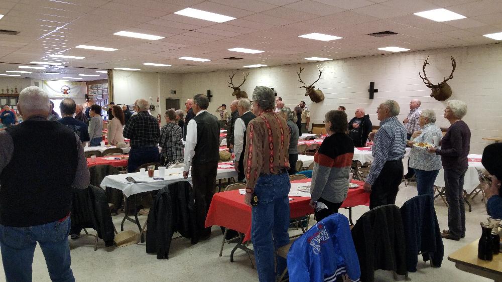 Elks Members "Pledging Allegiance" to the flag during Veterans Day dinner