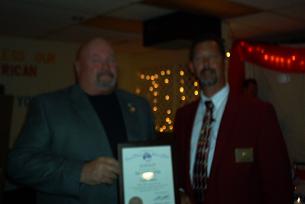 MATT PIEPER PRESENTING GARY FRAZEE WITH THE ELK OF THE YEAR AWARD