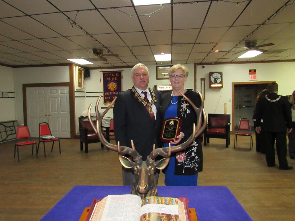 Citizen of the Year 2018 - Cheryl Putorti with Exalted Ruler, Michael Putorti