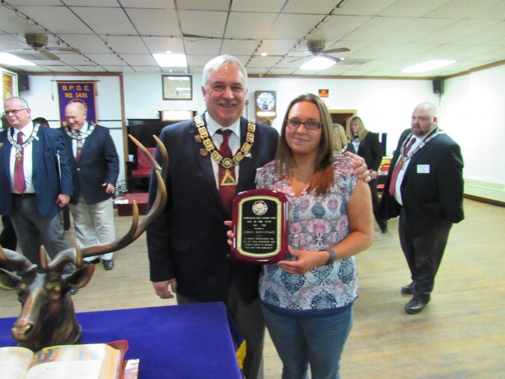 Elk of the Year 2018 - Ashley Roennpagel with Exalted Ruler, Michael Putorti