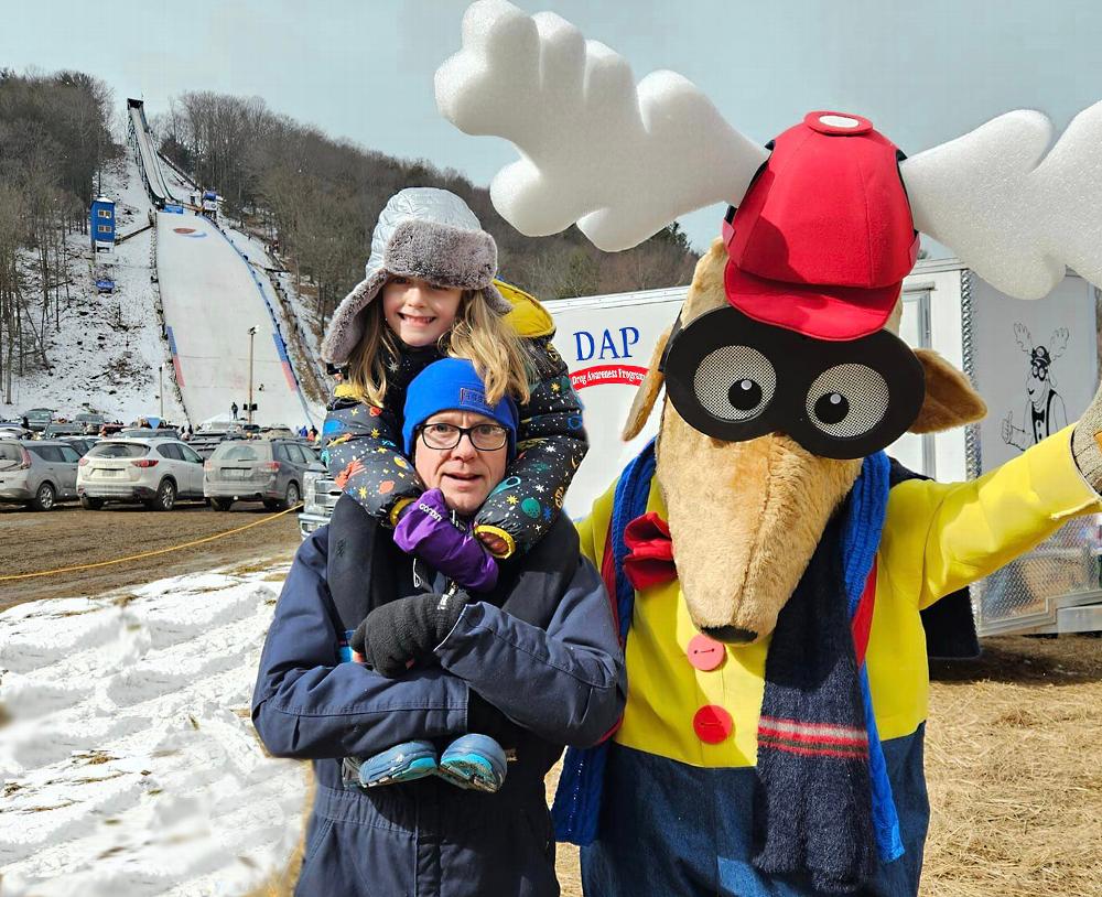 Feb 2024 Brattleboro Ski Jump with Elroy the Elk