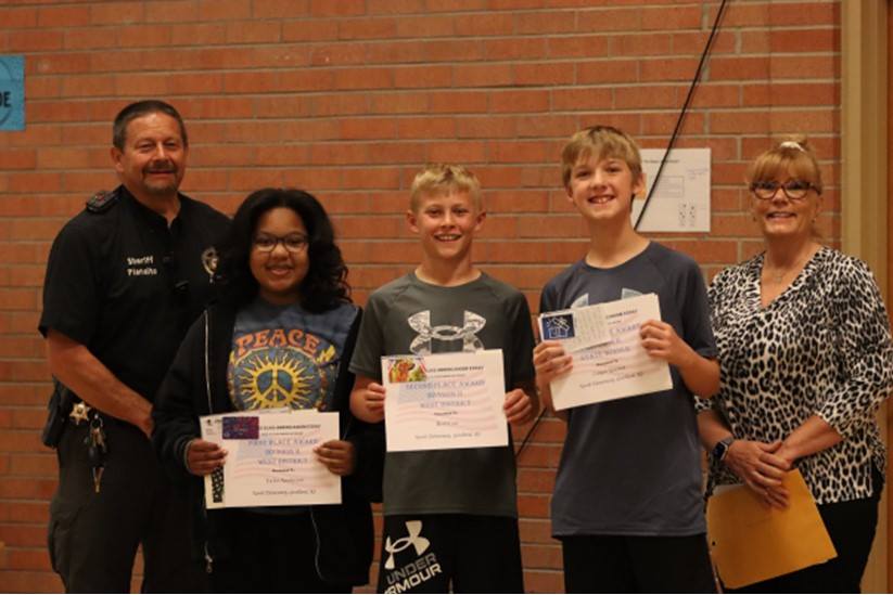 PER Burton Pianalto, Taylor Sanderson, Reid Cure, Canyon Newman, Secretary Kay Lea Carri
Elks Americanism Essay Contest winners