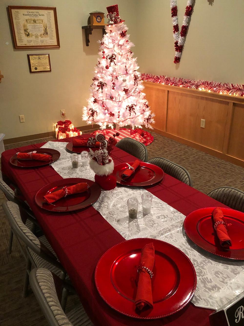 Table settings for special events.  A  Christmas rental.