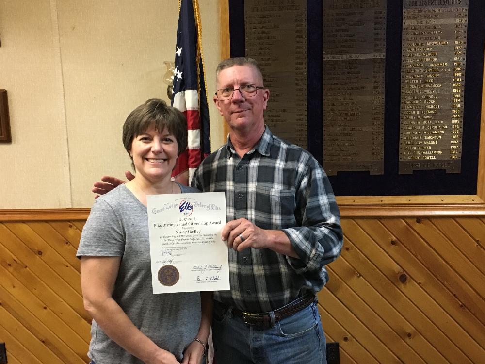 2017 Citizen of the Year Mindy Hadley and PER Rick Hupp.