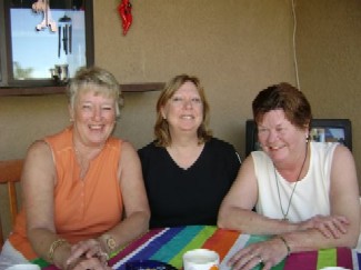 Inner Guard Joan Beneke, PER Diana Rapp and Treasurer Shirley Cole vising in the hot country!