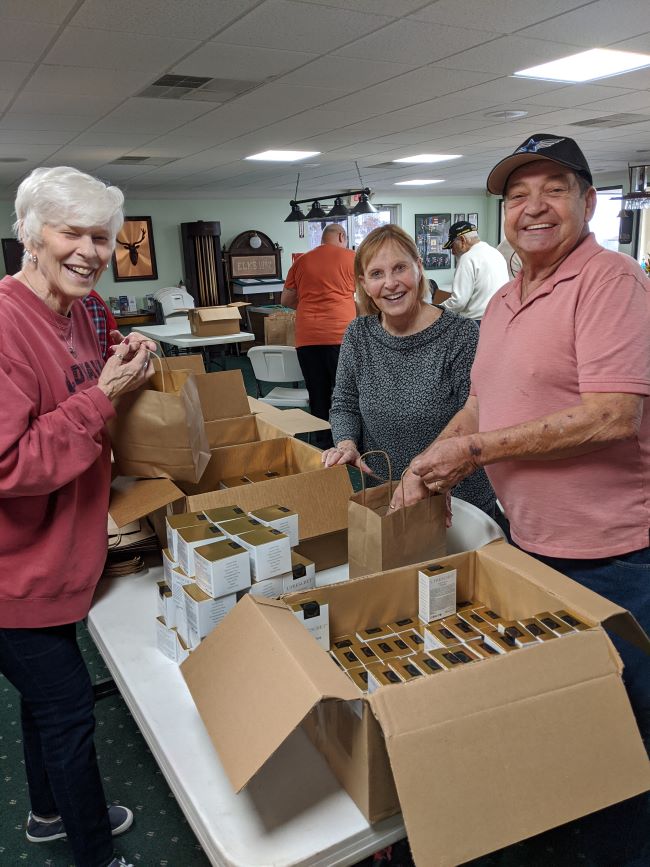 Lodge Members and volunteers packing gift bags