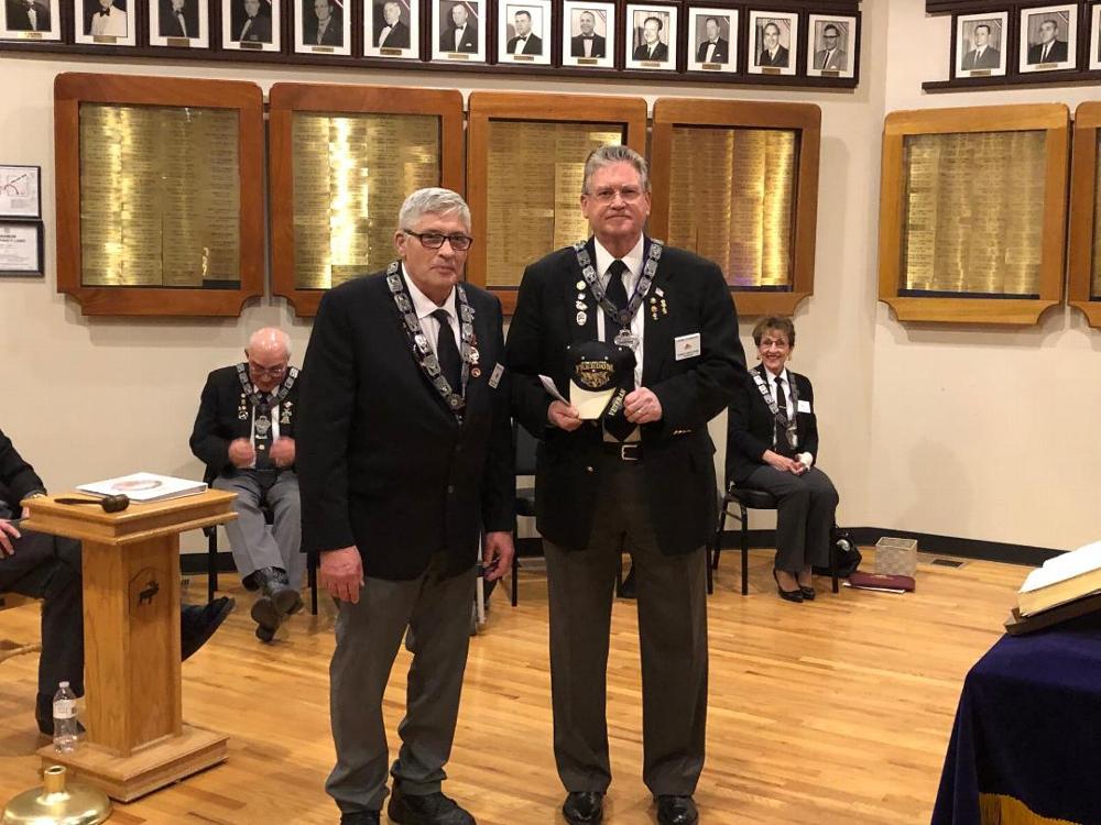 The members of Aurora Lodge #1921 presented to PER Thomas Welch a small token of their appreciation for his years of service as Lodge Secretary and his years of service to his country.