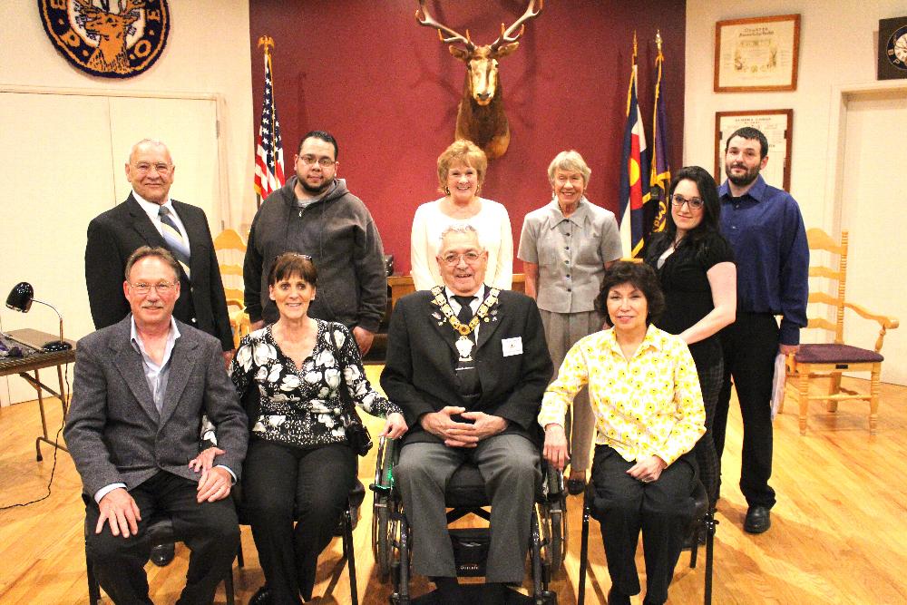 New Members at Aurora Elks Lodge #1921.  Front row:  Alan Hrenko, Rachela Hrenko, Exalted Ruler Richard Guerrero, Tere Daniel

Back Row:  Larry Zimmerman, Tomas Gonzales, Sheri Martin, Carol Reed, Mindy Edwards Will Pauni