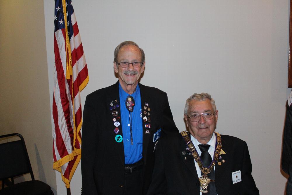 Colorado Elks Associations 3rd Vice-President PDDGER Tom Root and Exalted Ruler Richard Guerrero.