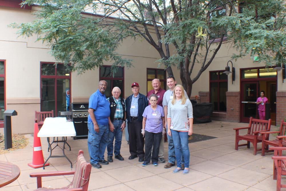 Volunteers for the veterans lunch.  Pictured left to right are Art Ashley, Bill Lakers, LeRoy Fuehrer,, Marine Cline, Dennis Made, josh Flick and Sabrina Chase.  Not shown were Ginny Dumas and Fred Smith.
