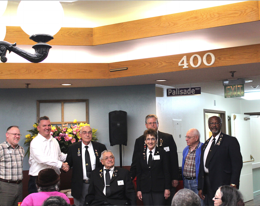 Left to right Nikk Abbott and Ryan Burmood, Summit Staff, Raymond Lisberger PER, Richard Guerrero ER, Arliss Guerrero ENF Chairperson, Thomas Welch PDDGER, William Lakers PDDGER and Arthur Ashley PER. 

Summit Rehabilitation and Care Community Awarded Elks Gratitude Grant. 
April 12, 2018, Aurora, CO - Summit Rehabilitation and Care Community was awarded a Gratitude Grant by the National and Local Elks Lodge #1921 and Fraternal Organization. The Gratitude Grant that was initially proposed by lodge member and trustee Ray Lisberger after meeting with Summit Rehabilitation community members to discuss how their lodge could further improve the lives of their residents. The grant, which was approved from the National foundation provided a speaker amplification system for the residents to utilize during council meetings and events, renovation of its community gazebo as well as hosting an event for the residents of community and members of the local lodge to celebrate the completion of the service project.  