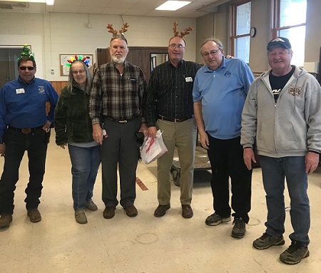 December 17, 2018 brought "delivery day".  All the donations gathered by Elks Lodge 1953 were brought to the federal veterans facility and to the Michael J. Fitzmaurice State Veterans Home.  Shown in this photo at the state veterans home from left to right: Tom Inman (MJFSVH), Karen and John Phelan of the Hot Springs Elks Lodge, MJFSVH Superintendent Brad Richardson, Jerry Wattier of the Pierre Elks Lodge and Dusty Bellew of the Hot Springs Lodge.