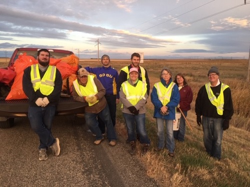 Cans, plastic bottles, tire remnants and other random garbage were cleared from the ditches as part of the 2020 ditch walk by these lodge members and other volunteers.