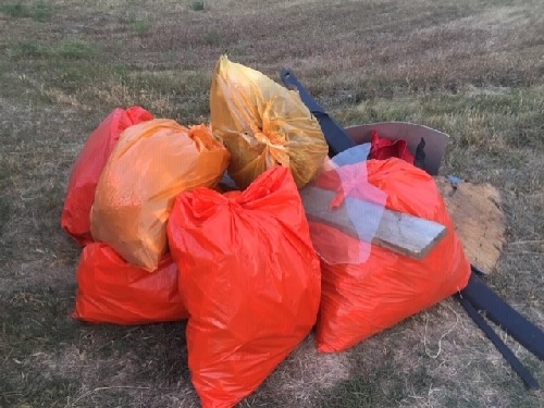 A look at the bags and trash picked up during the fall Ditch Walk on October 14, 2020