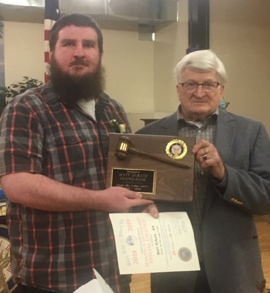 PER Matt Schatz (right) was given two awards in honor of all the work he did to lead the Lodge in 2018-2019.  Thanks Matt! 