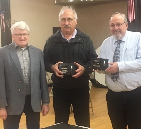 During the awards portion of the 2019 Installation and Awards Banquet on April 3, Lodge members Steve Wegman and Jerry Wattier were each honored as recipients of the "Spark Plug Award".  Wegman (center) and Wattier (right) are shown here with PER Matt Schatz.