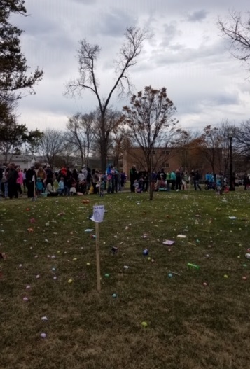 Before the 2019 Elks Easter Egg Hunt began at 1:00 pm, families lined the grounds waiting for Lt. Governor Larry Rhoden to give the official "countdown" to start the event.