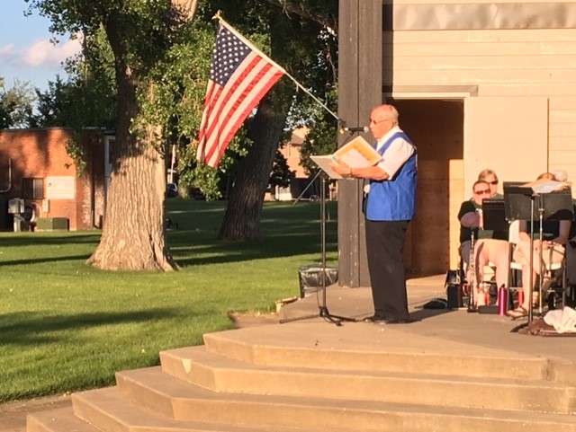 PER Dwight Pogany was the narrator at the 2019 Elks Flag Day event and told the history of each of the flags as they were presented.