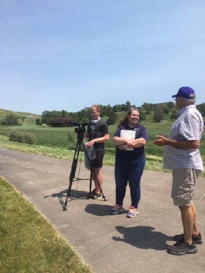 Shown here is Elks Kite Day organizer Steve Wegman being interviewed about the 2020 event by South Dakota Public Broadcasting.