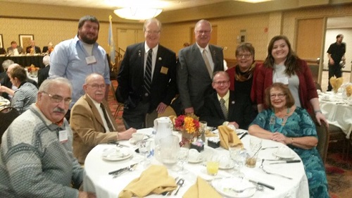 Several members of Pierre Elks Lodge 1953 attended the Elks State Association's Fall Convention at the Ramkota in Rapid City on October 4, 2019.  Shown in this photo from the event are (seated left to right): Steve Wegman, Dennis Clarke, Marc Ulmen and Darlene Hallem.  (Standing left to right): Jonathon Ward, Jeff Hallem, Vern Larson, Audry Ricketts and Lacey Walz.