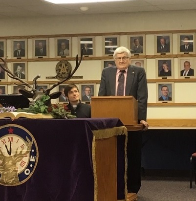 Pierre Lodge Exalted Ruler Matt Schatz spoke at the 2018 memorial service.  Pastor Alex Haines of Lutheran Memorial Church gave the memorial address.