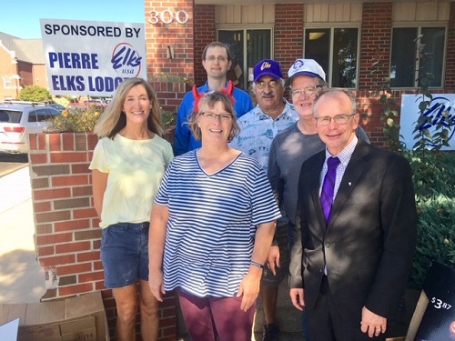 Pierre Elks Lodge 1953 organized a costume giveaway on September 18, 2019.  Elks members on hand who helped to set up the event included (clockwise from front) Sheila Shaffer, Sue Douglas, Ryan Brunner, Steve Wegman, Jeff Hallem and Marc Ulmen. 