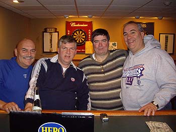 Left to Right - Bob, NY Giants Chief Sound Engineer; Capt. Mark, JCPD; Jim, Restauranteur; Fr. Kevin, St. Nicks