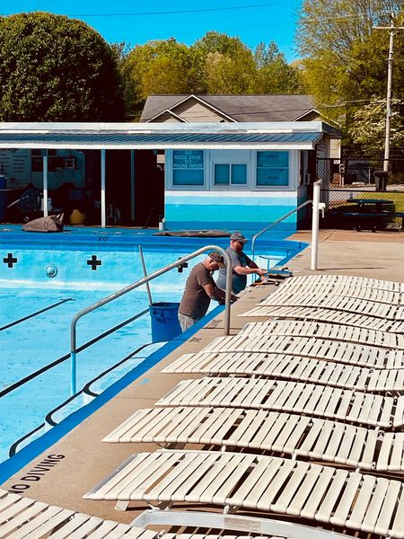 Pool Work Day April 15, 2023 - Jeffrey Davis and Tim Dumire working hard!